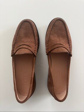 J. Crew Winona Brown Suede Penny Loafers